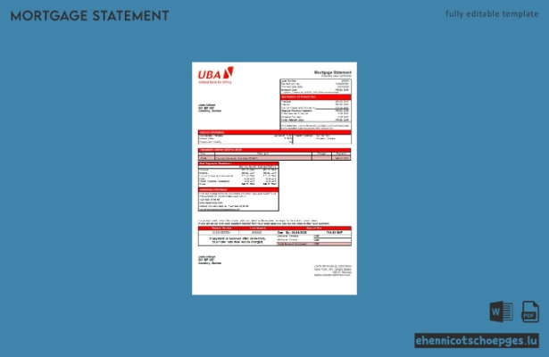 Beispiel eines Hypothekenauszugs der UBA Bank Guinea